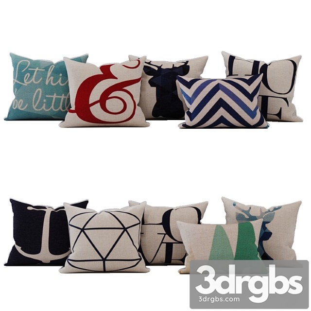 Nordic design pillow cases 3dsmax Download - thumbnail 1