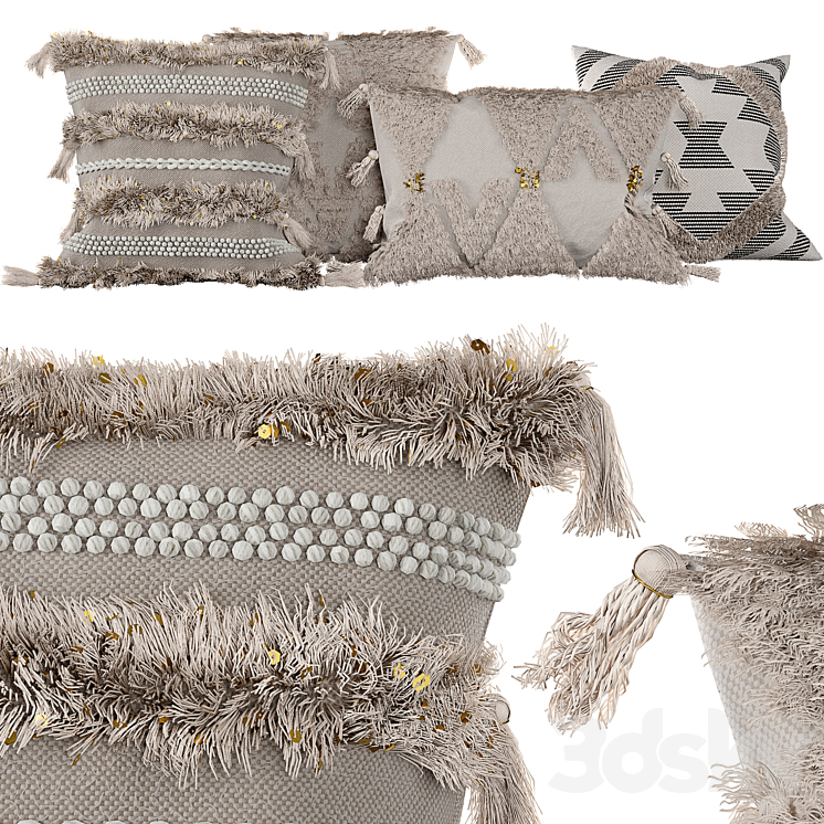 Pillows boho set 3DS Max - thumbnail 1