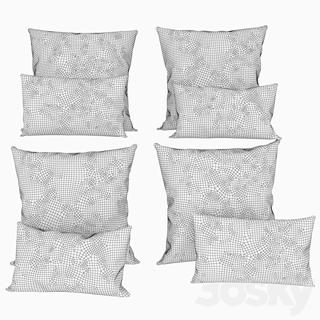 Pillows by Restoration Hardware Velvet Oushak Collection in FogMoss 3ds Max - thumbnail 2