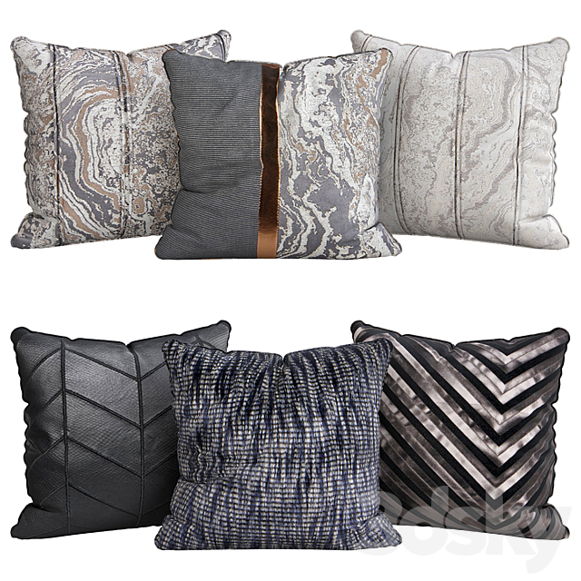 Pillows for sofa 6 pieces No. 107 3ds Max - thumbnail 1