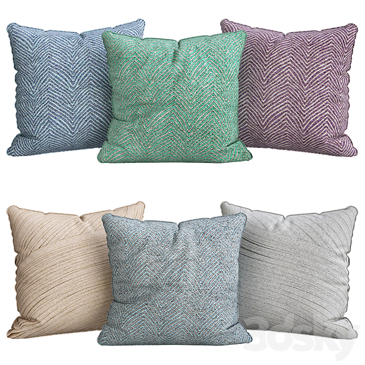 Pillows for sofa 6 pieces No. 114 3DS Max - thumbnail 1