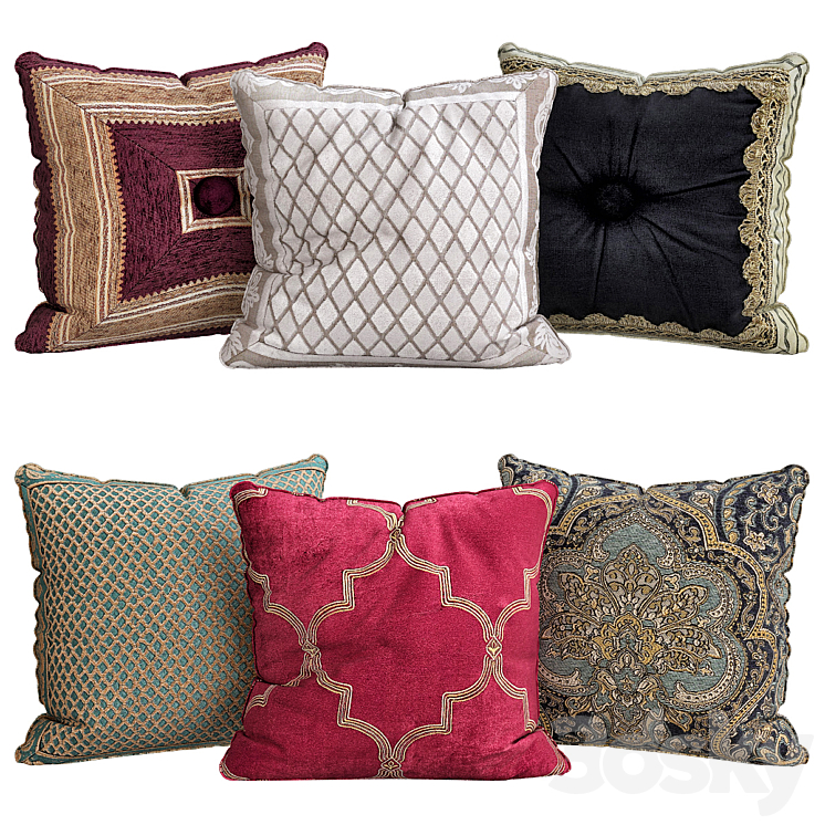 Pillows for sofa 6 pieces No. 142 3DS Max Model - thumbnail 1