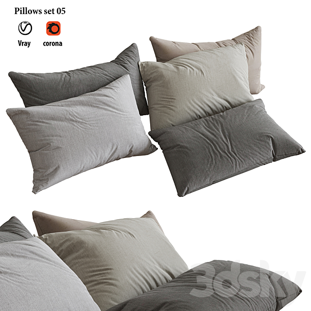 Pillows set 05 3ds Max - thumbnail 1