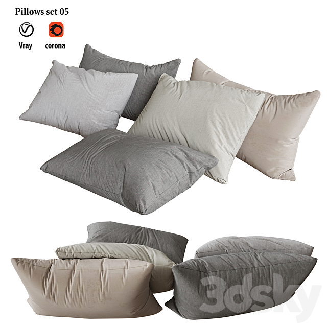 Pillows set 05 3ds Max - thumbnail 2