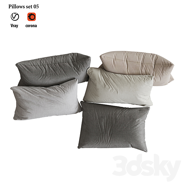 Pillows set 05 3ds Max - thumbnail 3