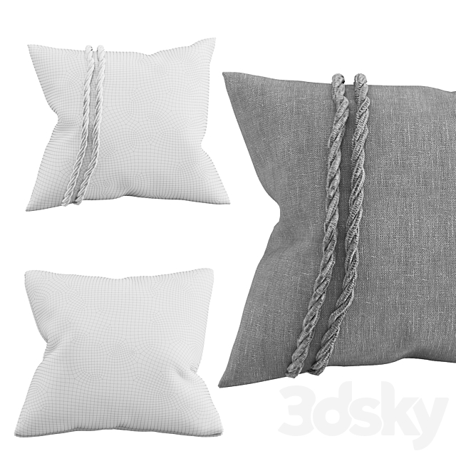 Pillows with gold. black block print and braid 3DSMax File - thumbnail 3