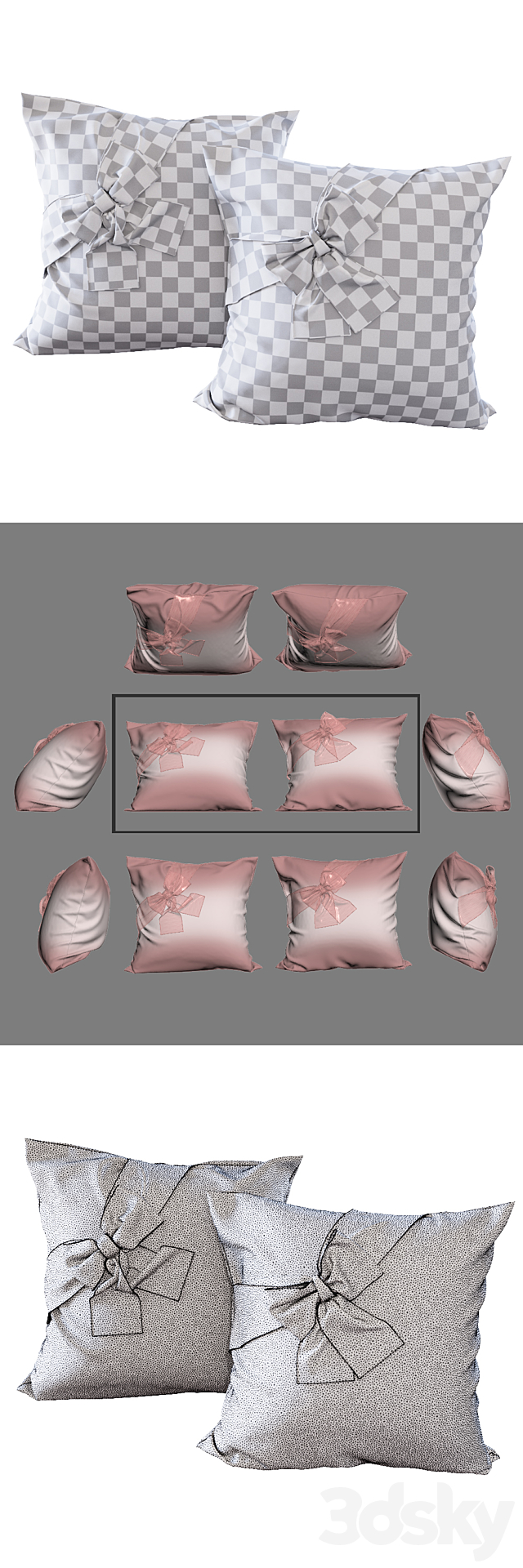 Pink pillows with bows (YOU) 3ds Max - thumbnail 2