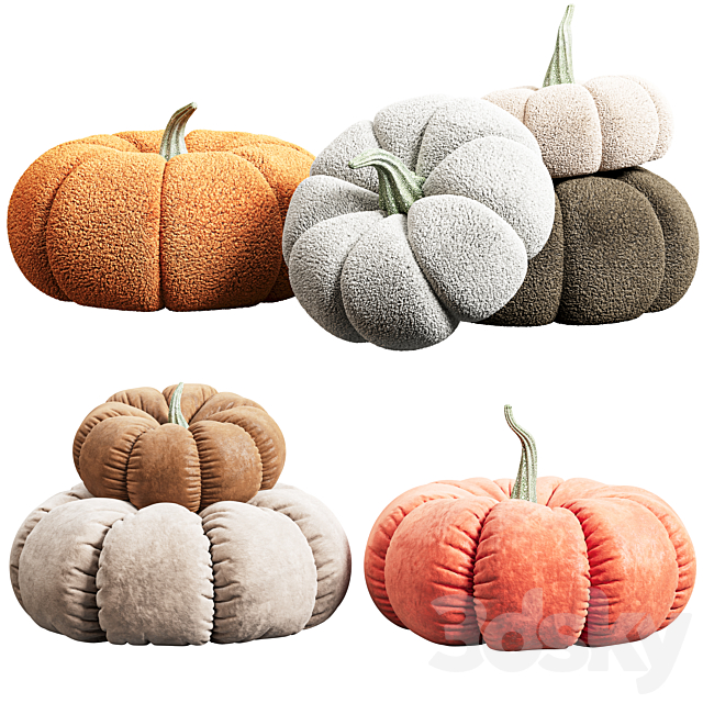 Pumpkin chair and decorative pillows 3ds Max - thumbnail 3