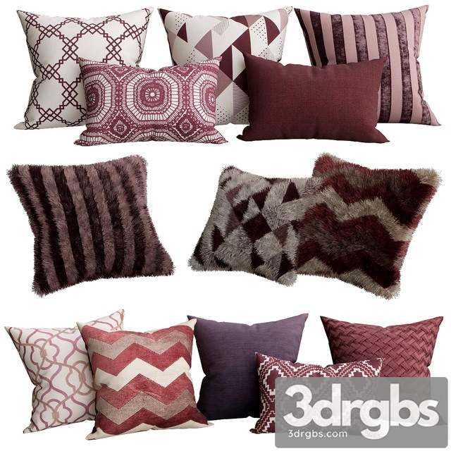 Purple Collection of Decorative Pillows 3dsmax Download - thumbnail 1