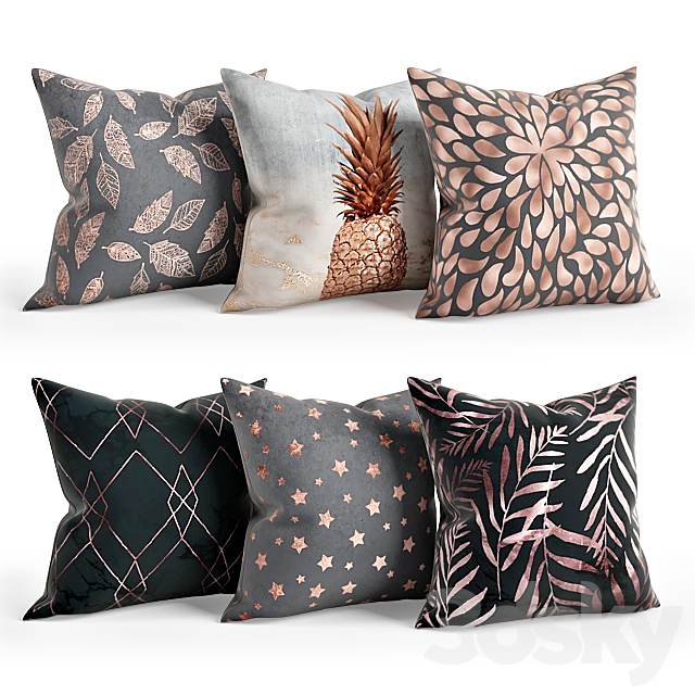 Rose_Gold_Grey_Pillow_Set_001 3DSMax File - thumbnail 1