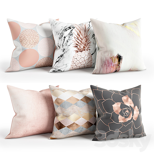 Rose_Gold_Pillow_Set_001 3DS Max Model - thumbnail 1