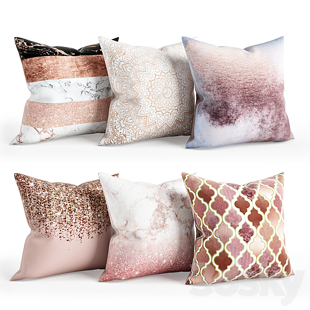 Rose_Gold_Pillow_Set_002 3DSMax File - thumbnail 1