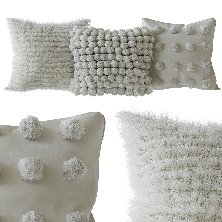 Scandinavian wool pillows 3DS Max Model - thumbnail 3