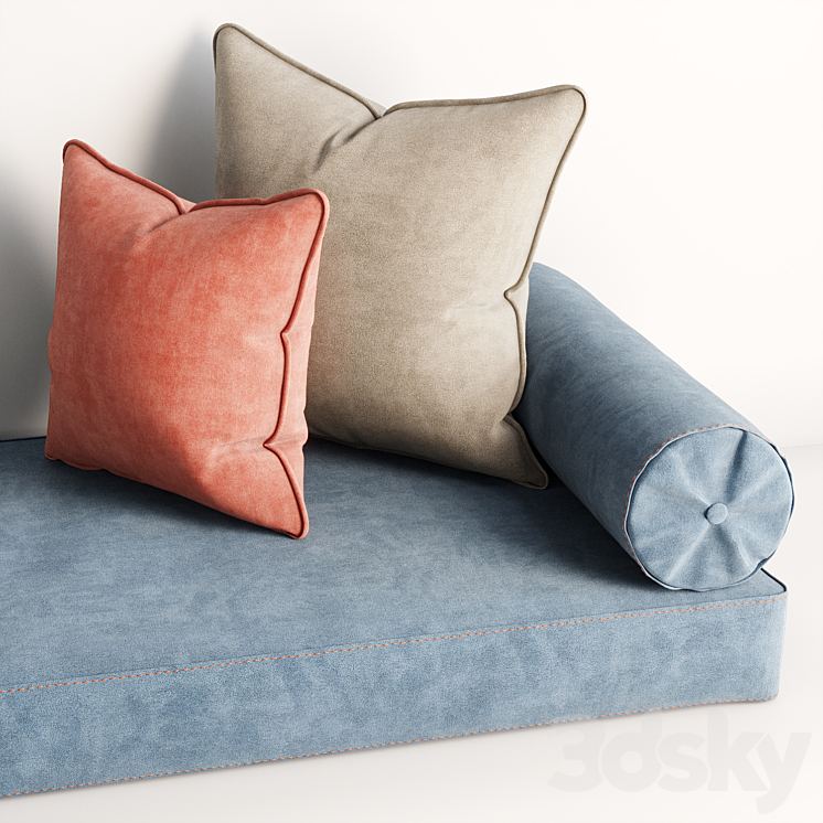 Seat pillow set 002 3DS Max Model - thumbnail 2