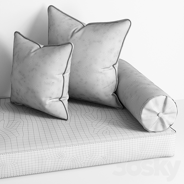 Seat pillow set 002 3DSMax File - thumbnail 3