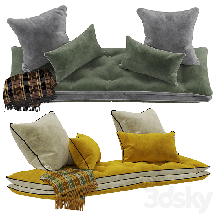 Seat pillow set 10 3DS Max - thumbnail 2