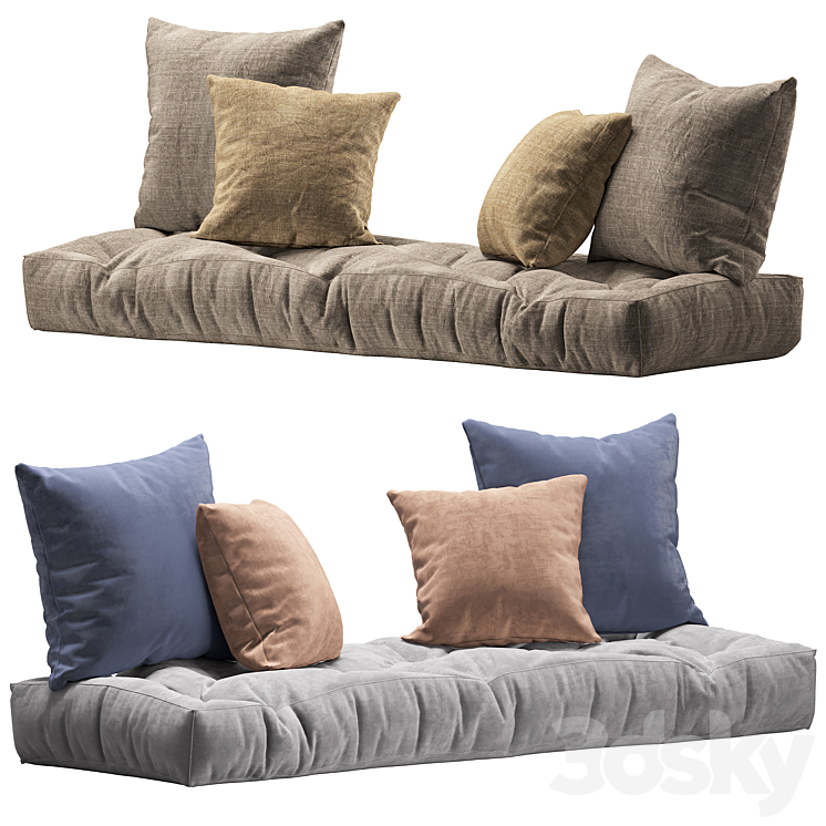 Seat pillow set 3 3DS Max - thumbnail 2