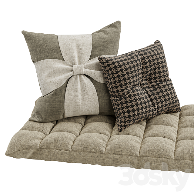 Seat pillow set 4 3DS Max Model - thumbnail 3