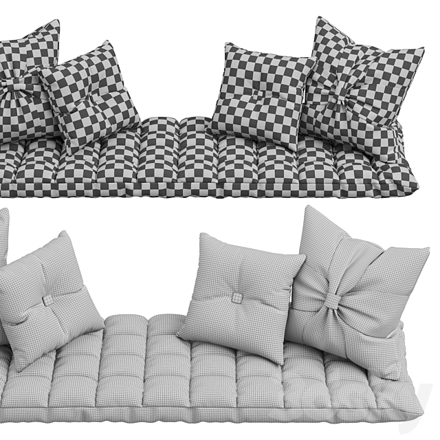 Seat pillow set 4 3DS Max Model - thumbnail 5