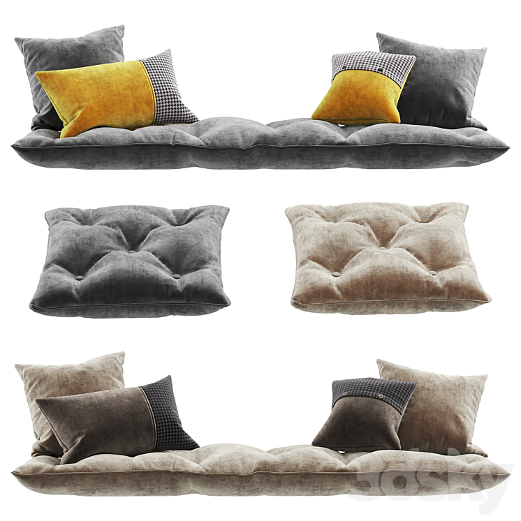 Seat pillow set 6 3DS Max - thumbnail 1