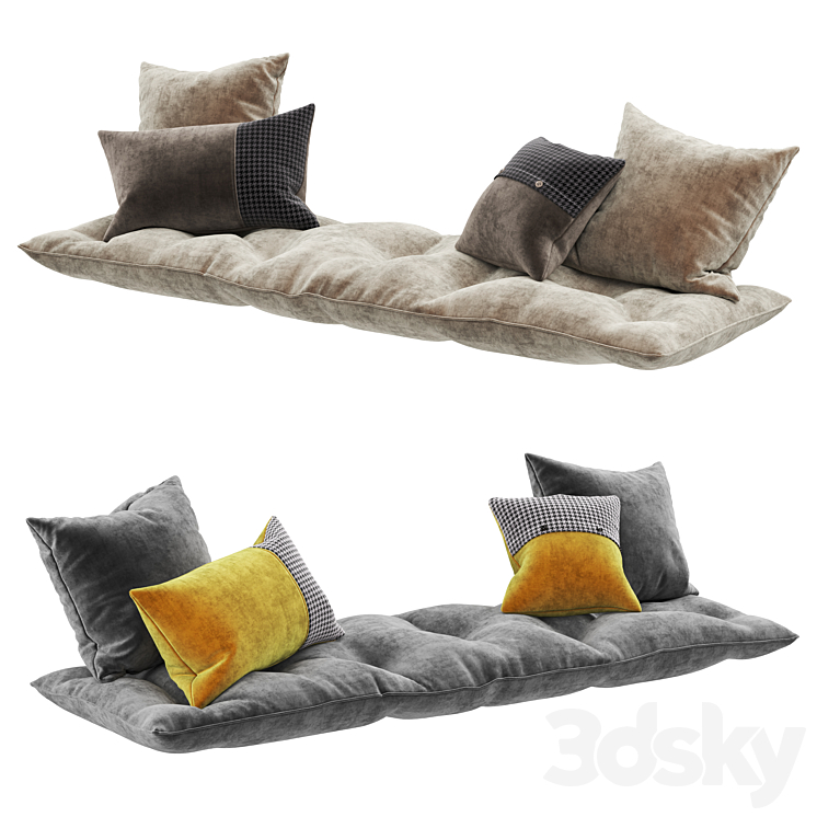 Seat pillow set 6 3DS Max - thumbnail 2