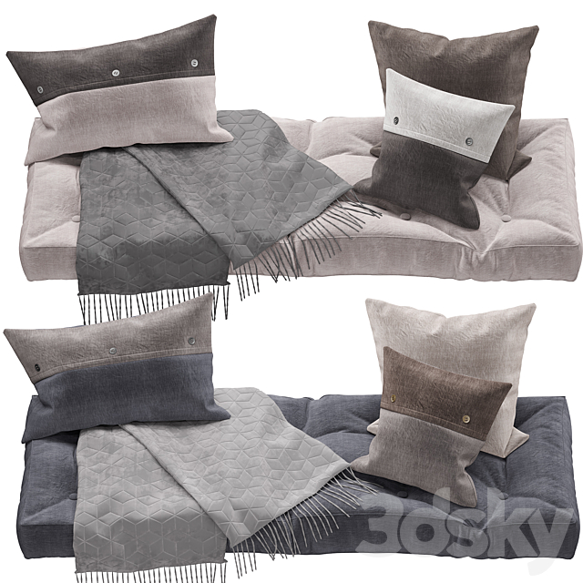 Seat pillow set 7 3DS Max Model - thumbnail 2