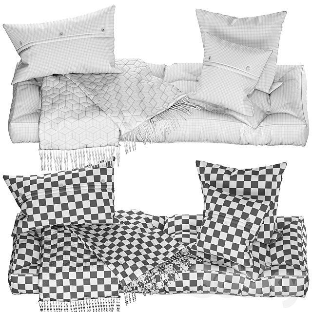 Seat pillow set 7 3DS Max Model - thumbnail 5