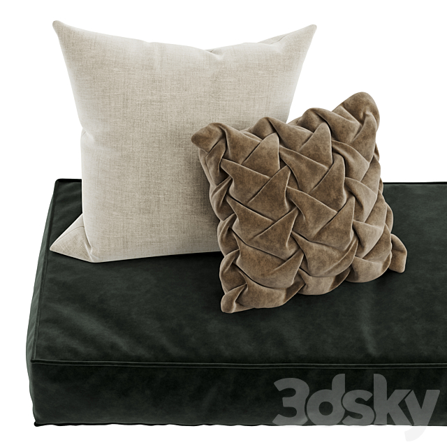 Seat pillow set 8 3DS Max Model - thumbnail 3