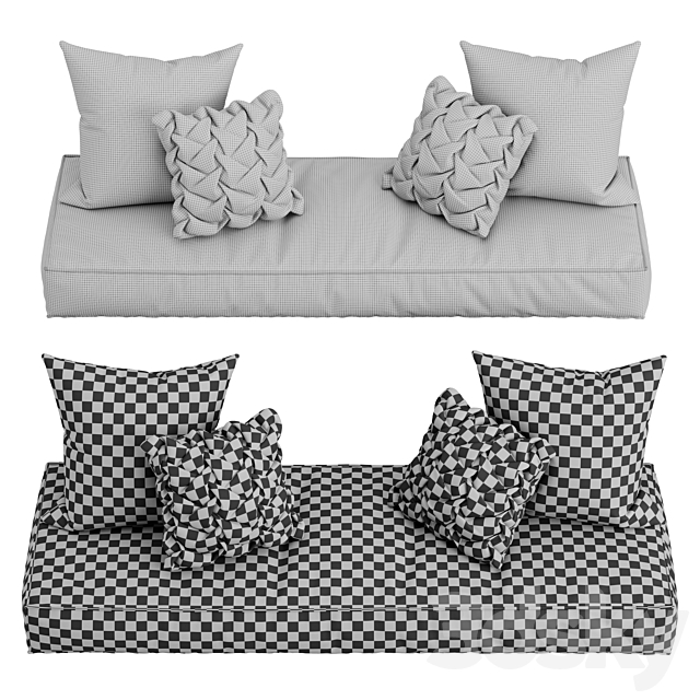 Seat pillow set 8 3DS Max Model - thumbnail 5