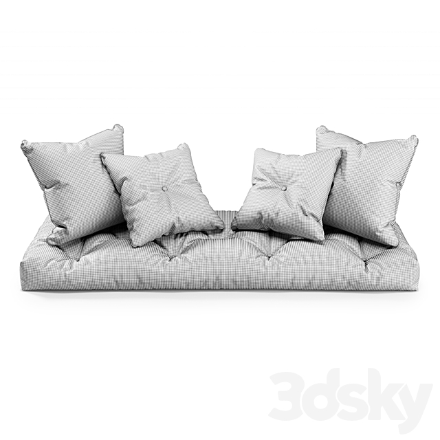 Seat Pillows Set 3 3DS Max Model - thumbnail 2