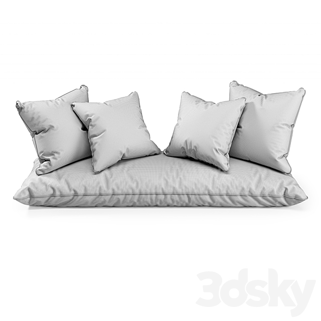 Seat Pillows Set 4 3DS Max Model - thumbnail 2