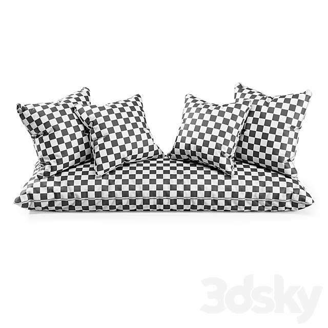 Seat Pillows Set 4 3DS Max Model - thumbnail 3