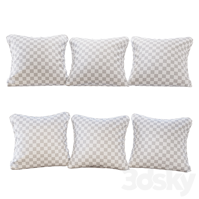 Set of 6 pillows with Urban Botanic 01 print 3ds Max - thumbnail 2