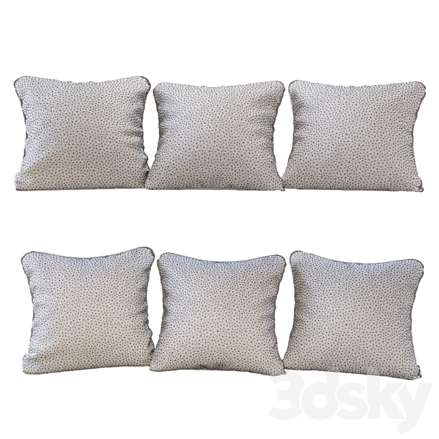 Set of 6 pillows with Urban Botanic 01 print 3ds Max - thumbnail 3