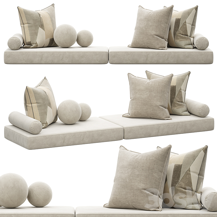 Set of decorative pillows 005 3DS Max Model - thumbnail 1