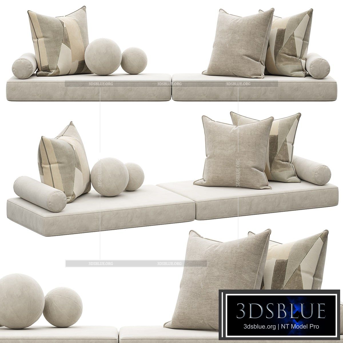 Set of decorative pillows 005 3DS Max - thumbnail 3