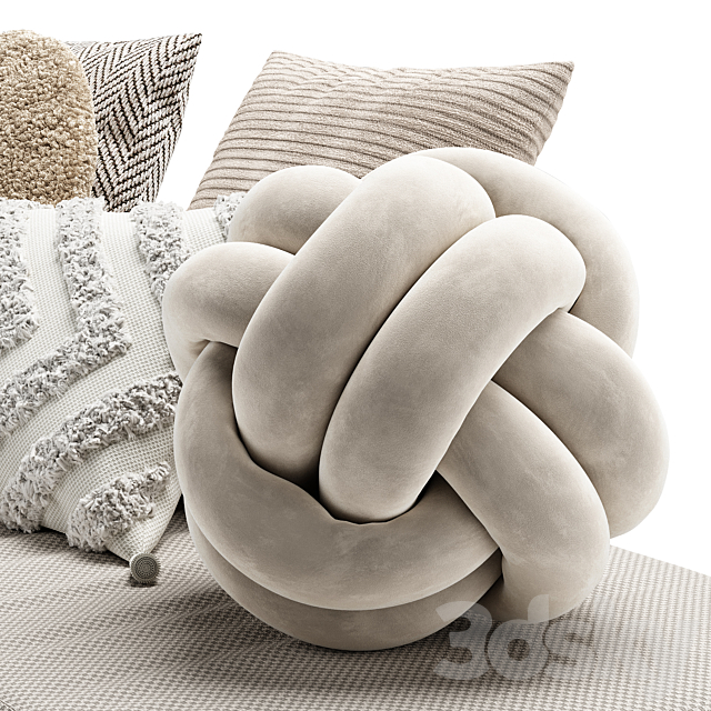 Set of decorative pillows 3DS Max Model - thumbnail 4