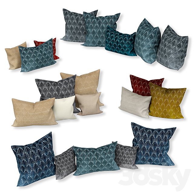 Set of decorative sofa cushions (Set 042). 3DSMax File - thumbnail 1