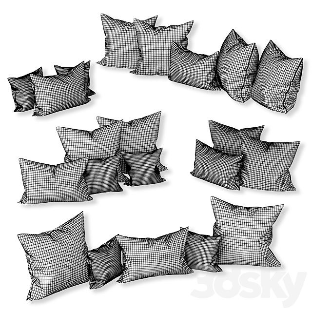 Set of decorative sofa cushions (Set 042). 3DSMax File - thumbnail 2