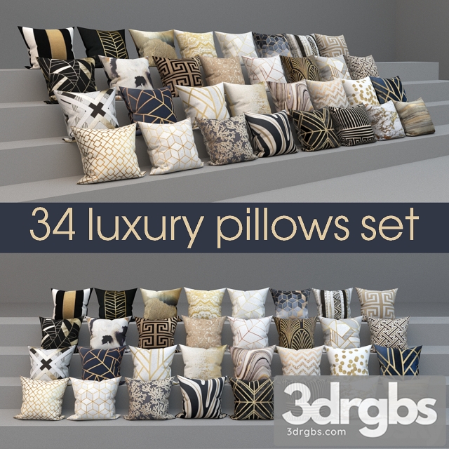 Set Of Luxury 34 Pillows 3dsmax Download - thumbnail 1