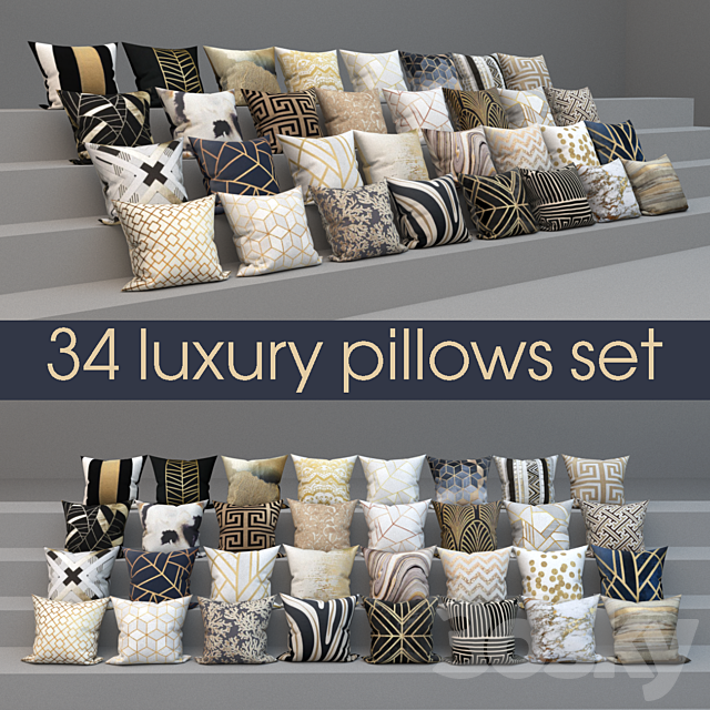 Set of luxury 34 pillows. set of 34 pillows 3DSMax File - thumbnail 1