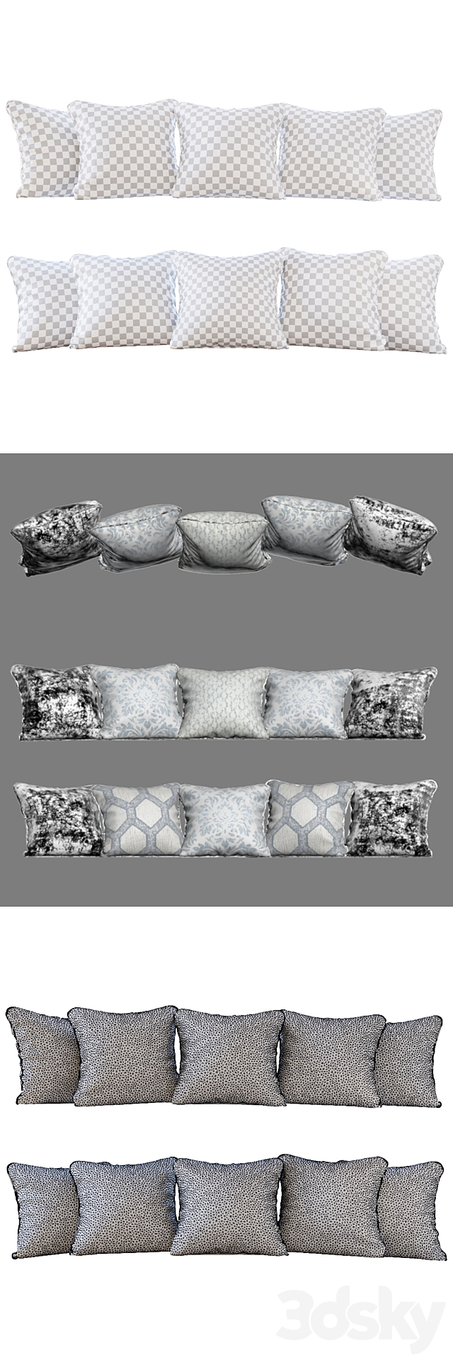 Set of pillows with Jab Damasco 01 fabrics (Pillows Jab Damasco 01 YOU) 3ds Max - thumbnail 3