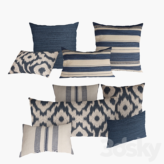 Sevilla Braided Stripe Pillows by Restoration Hardware 3ds Max - thumbnail 1