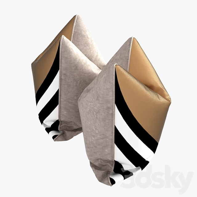 Silk pillows with stripes 3DSMax File - thumbnail 2