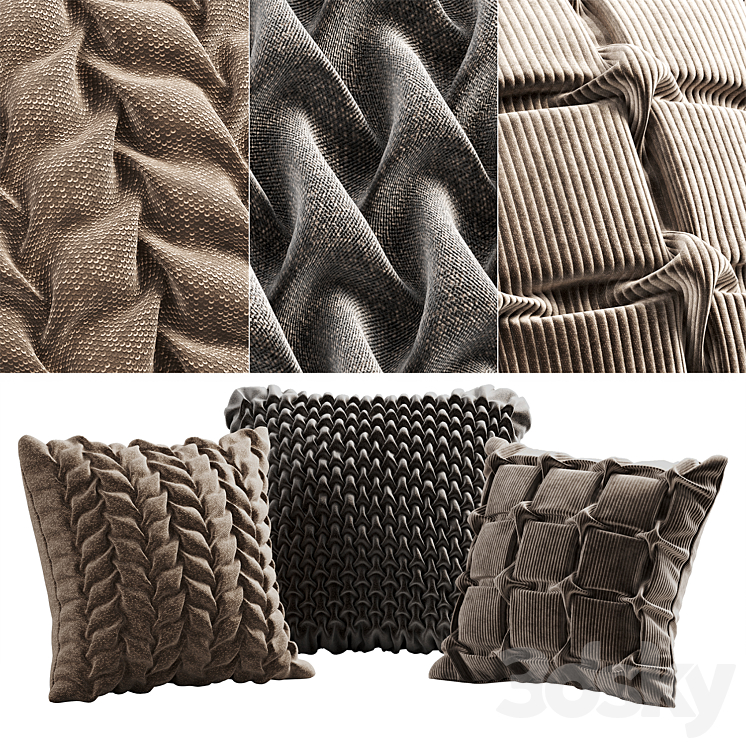 Smocking pillow set 3DS Max Model - thumbnail 1