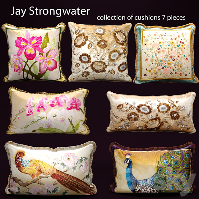 The collection of pillows from Jay Strongwater velvet pillow luxury 3ds Max - thumbnail 1