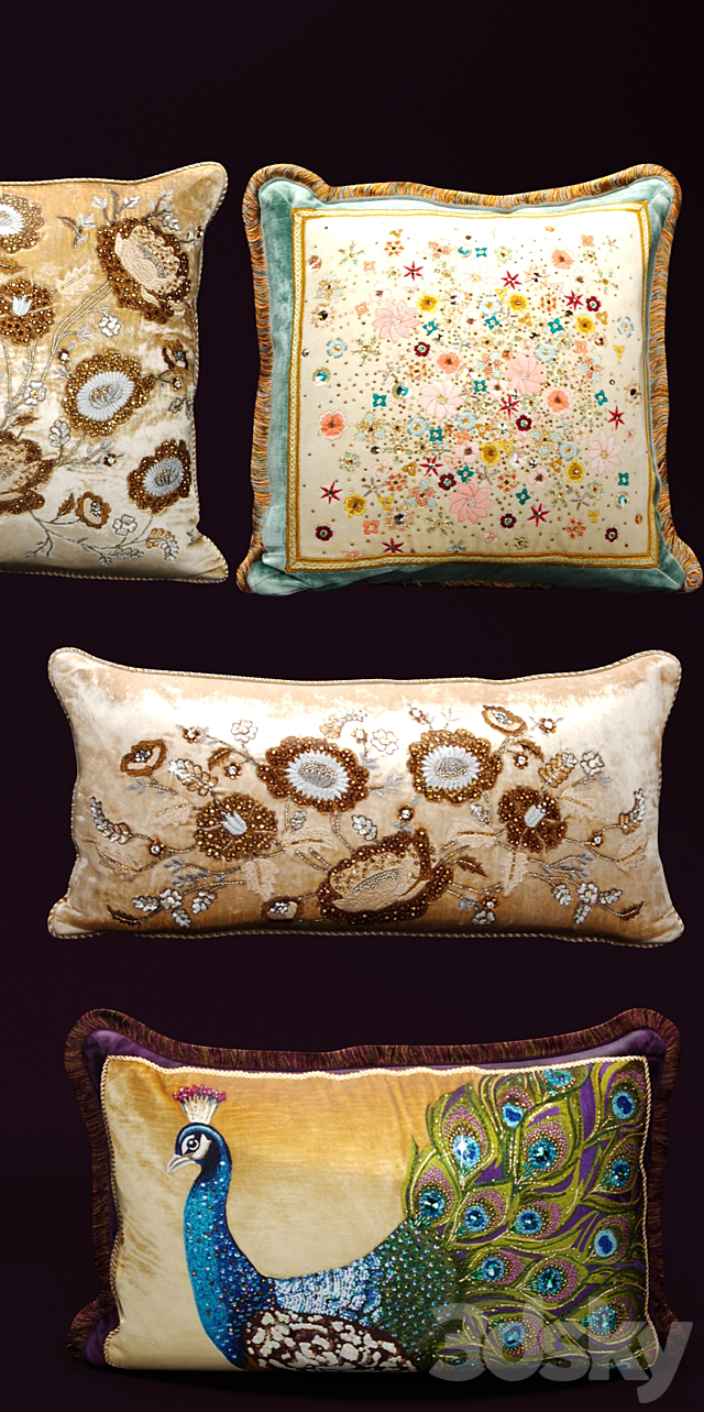 The collection of pillows from Jay Strongwater velvet pillow luxury 3ds Max - thumbnail 3