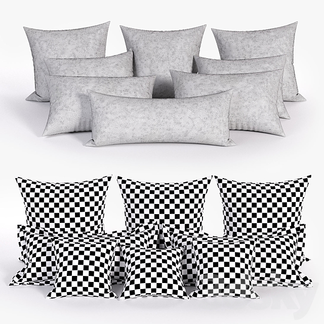 White Bed Pillows 01 (3 sets 22 different Pillows) 3ds Max - thumbnail 2