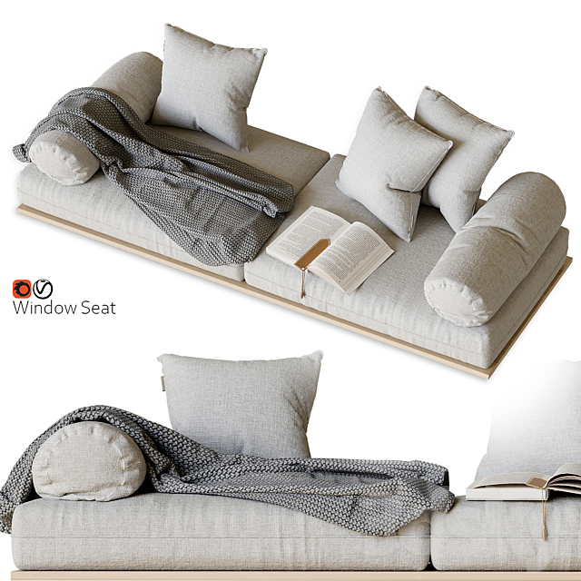 Window seat and cushions 3ds Max - thumbnail 1