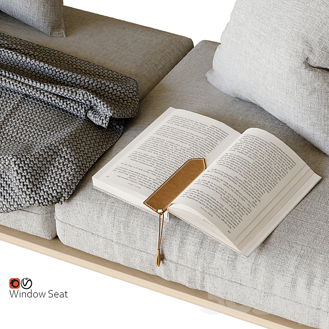 Window seat and cushions 3ds Max - thumbnail 2